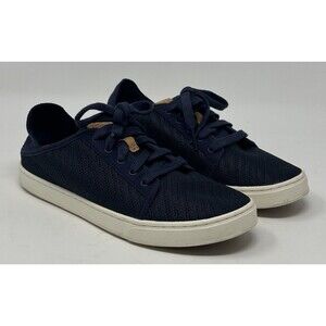 Olukai Pehuea Li Sneakers Women’s 7.5 Blue Lace Up Low Top Shoes Comfort Casual